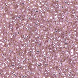 Seed beads, Delica 11/0, silver-lined dyed pink, 7,5 gram. DB1335V